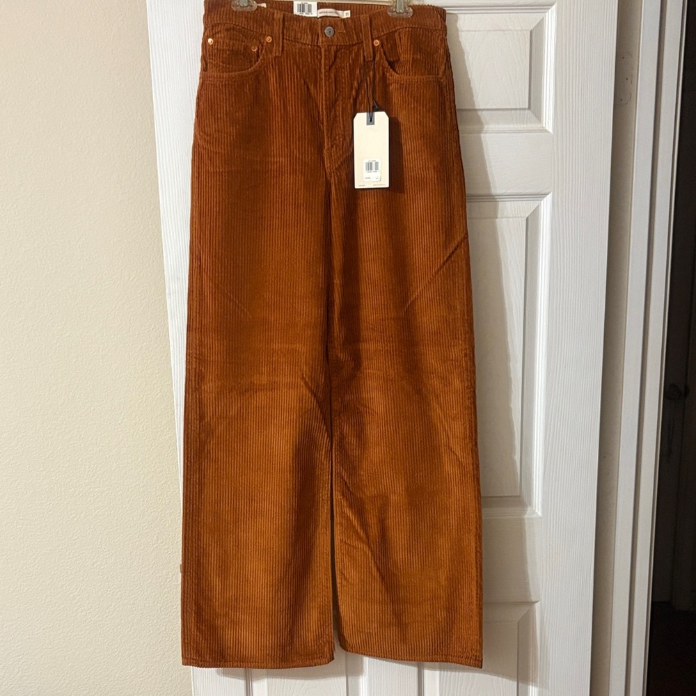 Levi's Ribcage Wide Leg Corduroy Trousers. Super High Rise.
